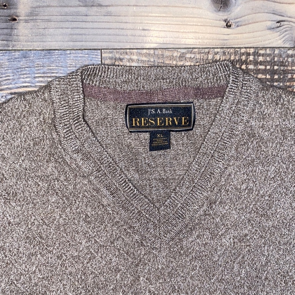 Jos. A. Bank Reserve Merino Wool V-Neck Sweater in brown - Picture 3 of 5
